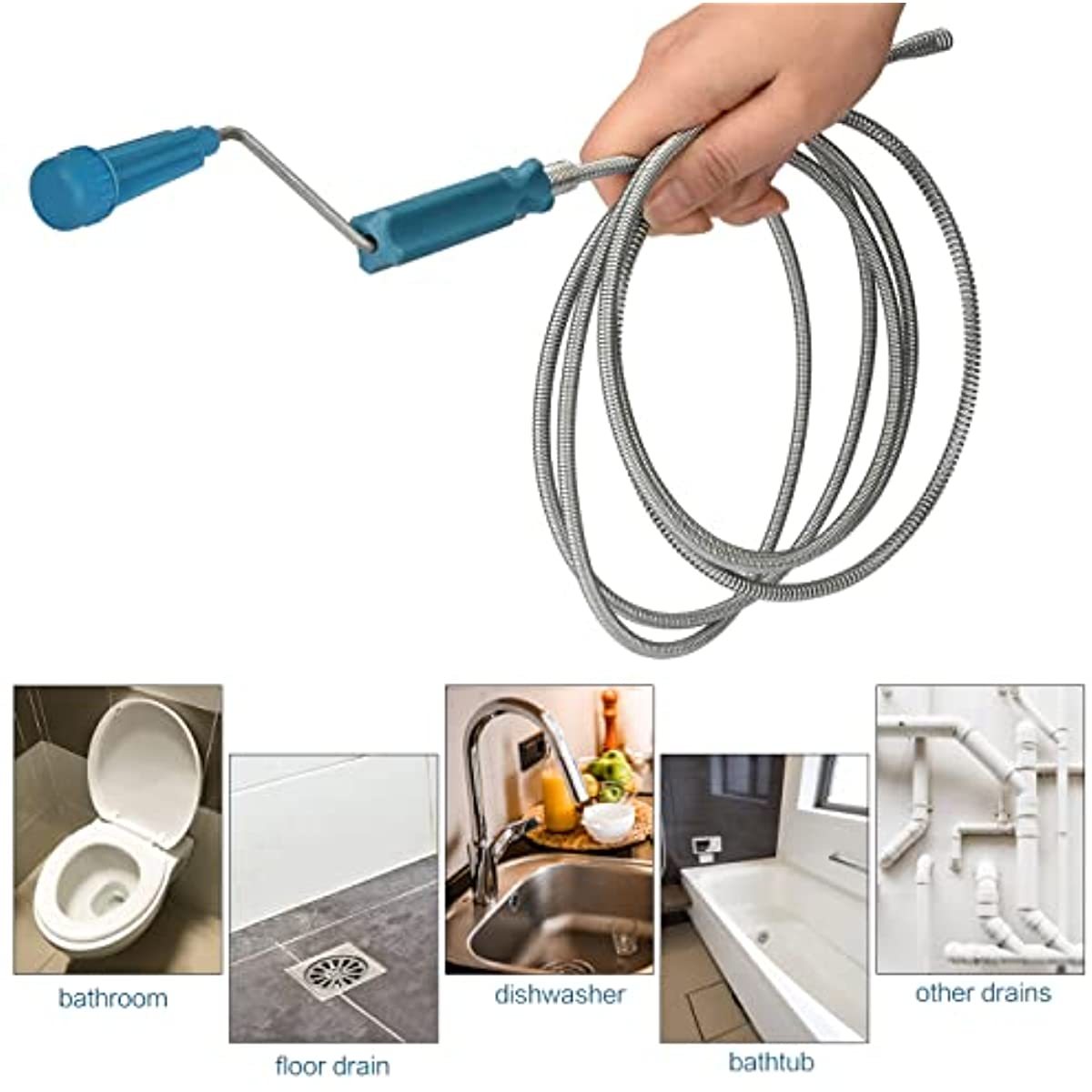 Drain Snake Flexible - Телескопическая гибкая стальная змеевидная трубочистка, ручной